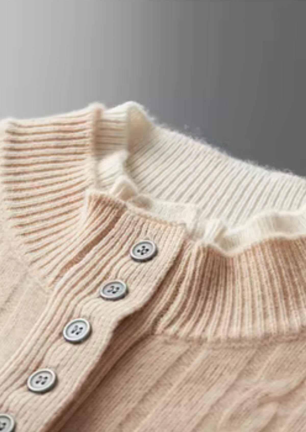 Pure Extra-Fine Merino Wool Cable Knit Henley Sweater | Roccella
