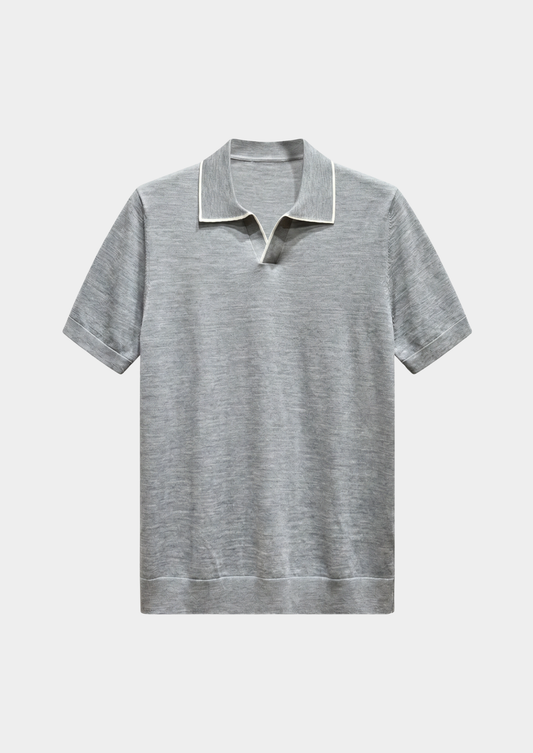 Ellis Light Gray Lightweight Polo Shirt | Roccella