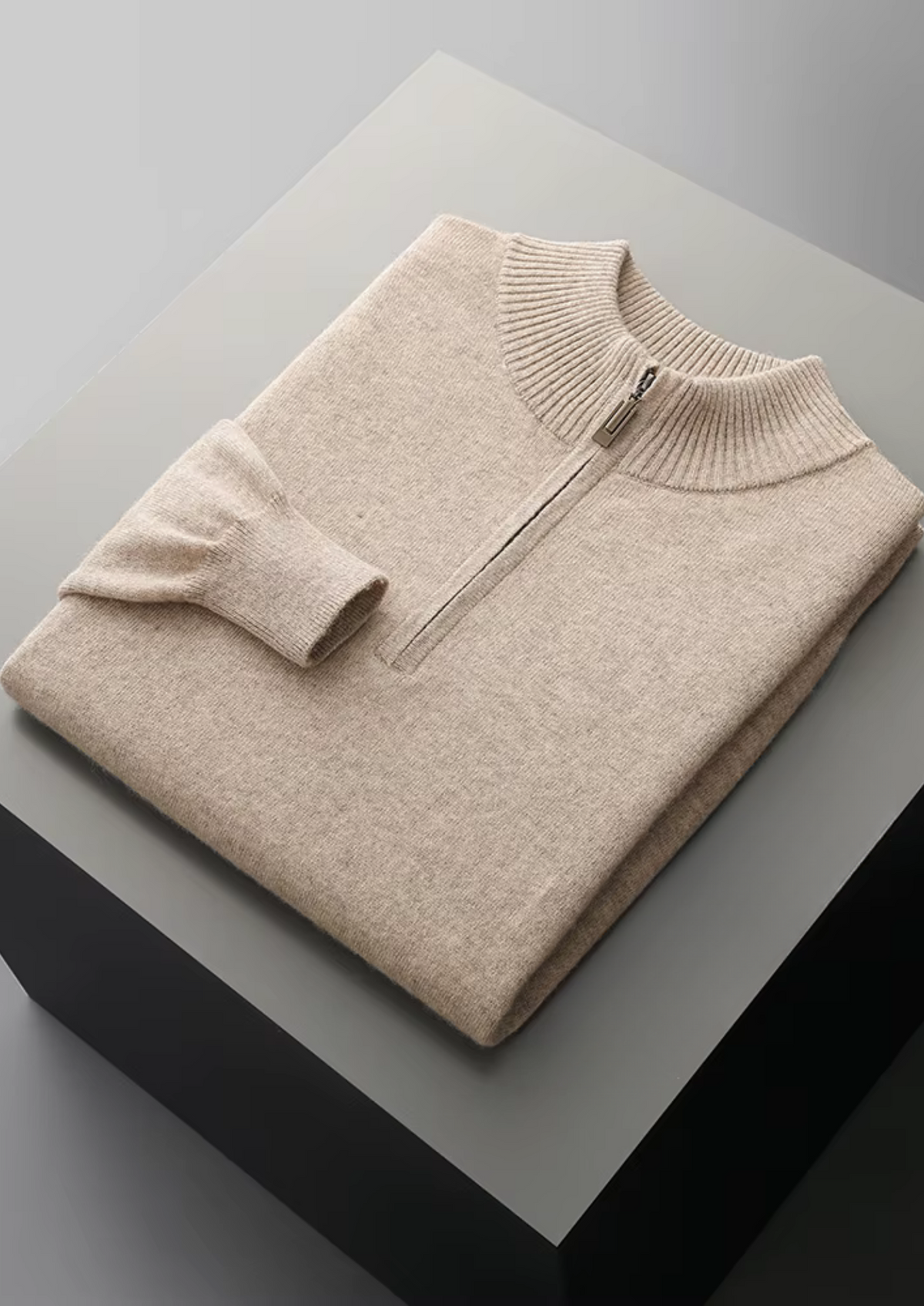 Pure Extra-Fine Merino Wool Half Zip Sweater | Roccella