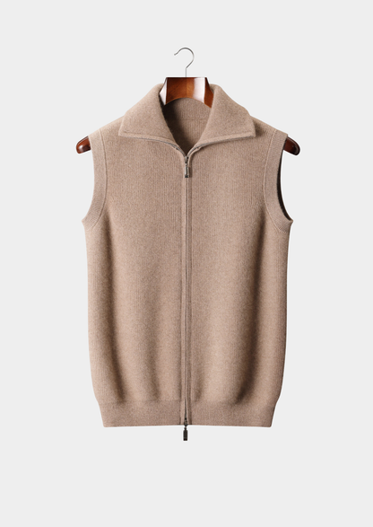 Pure Cashmere Beige Body Warmer Vest | Roccella