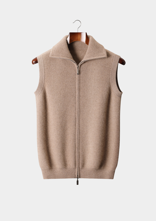 Pure Cashmere Beige Body Warmer Vest | Roccella