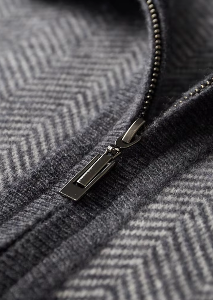 Pure Extra-Fine Merino Wool Gray Herringbone Set | Roccella