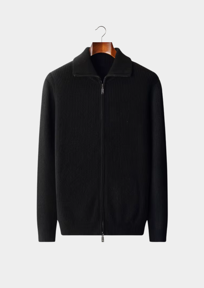 Pure Extra-Fine Merino Wool Funnel Neck Dual Zip Cardigan | Roccella