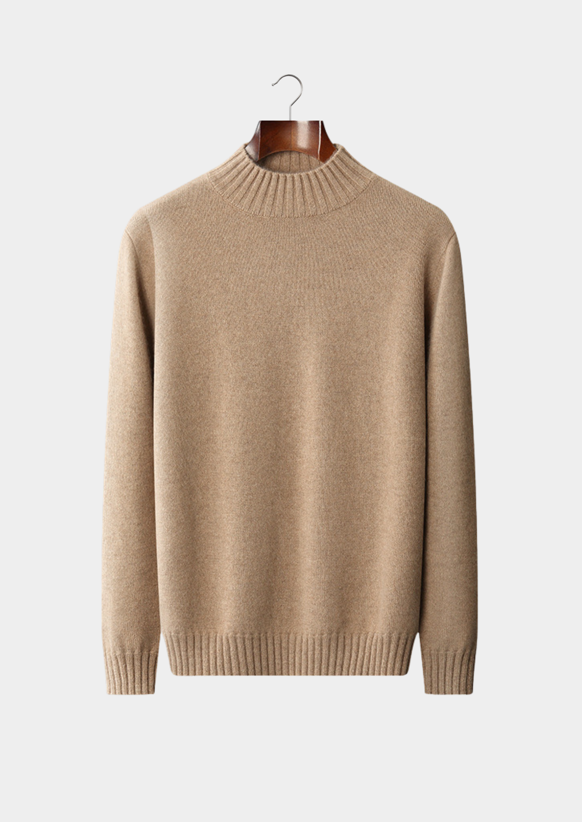 Pure Cashmere Beige Mockneck Sweater | Roccella