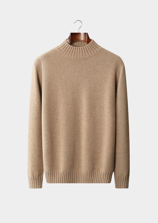 Pure Cashmere Beige Mockneck Sweater | Roccella