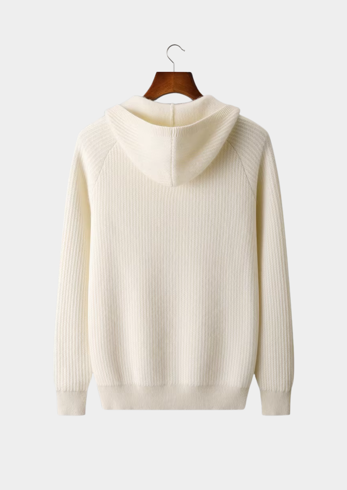 Pure Extra-Fine Merino Wool Ribbed Zipper Hoodie | Roccella