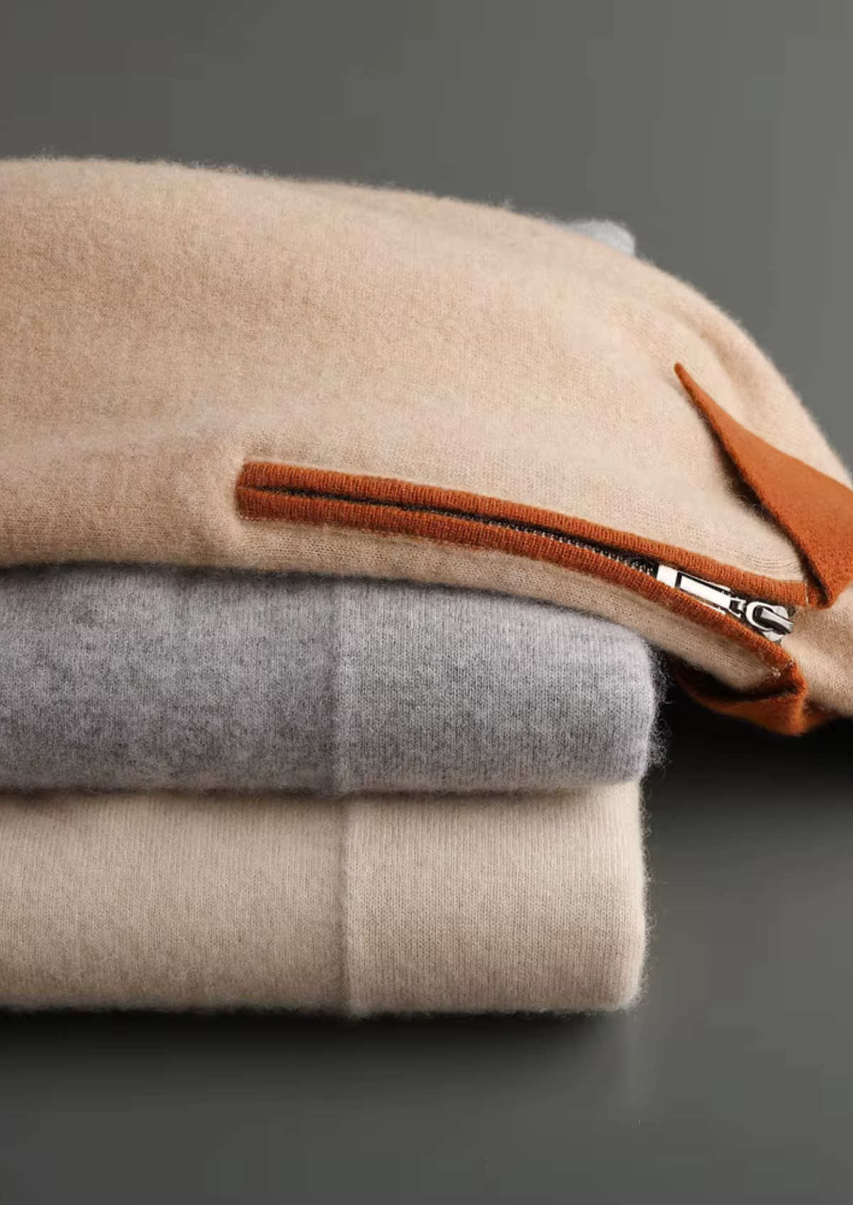 Premium Cashmere Two Tone Zipper Polo | Roccella