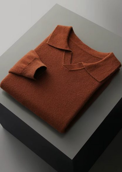 Pure Extra-Fine Merino Wool Ribbed Buttonless Polo | Roccella