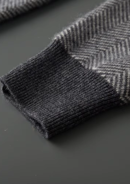 Pure Extra-Fine Merino Wool Gray Herringbone Set | Roccella