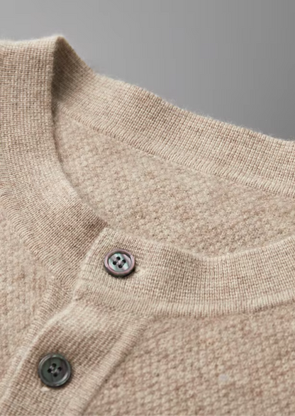 Premium Cashmere Classic Henley Sweater | Roccella
