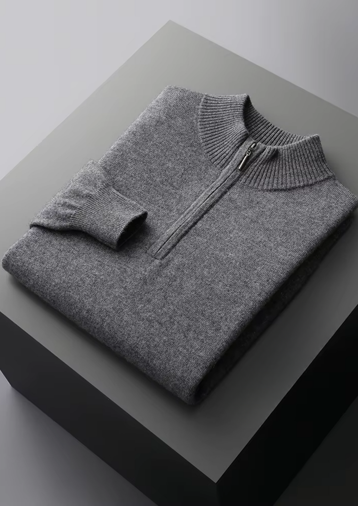 Pure Extra-Fine Merino Wool Half Zip Sweater | Roccella