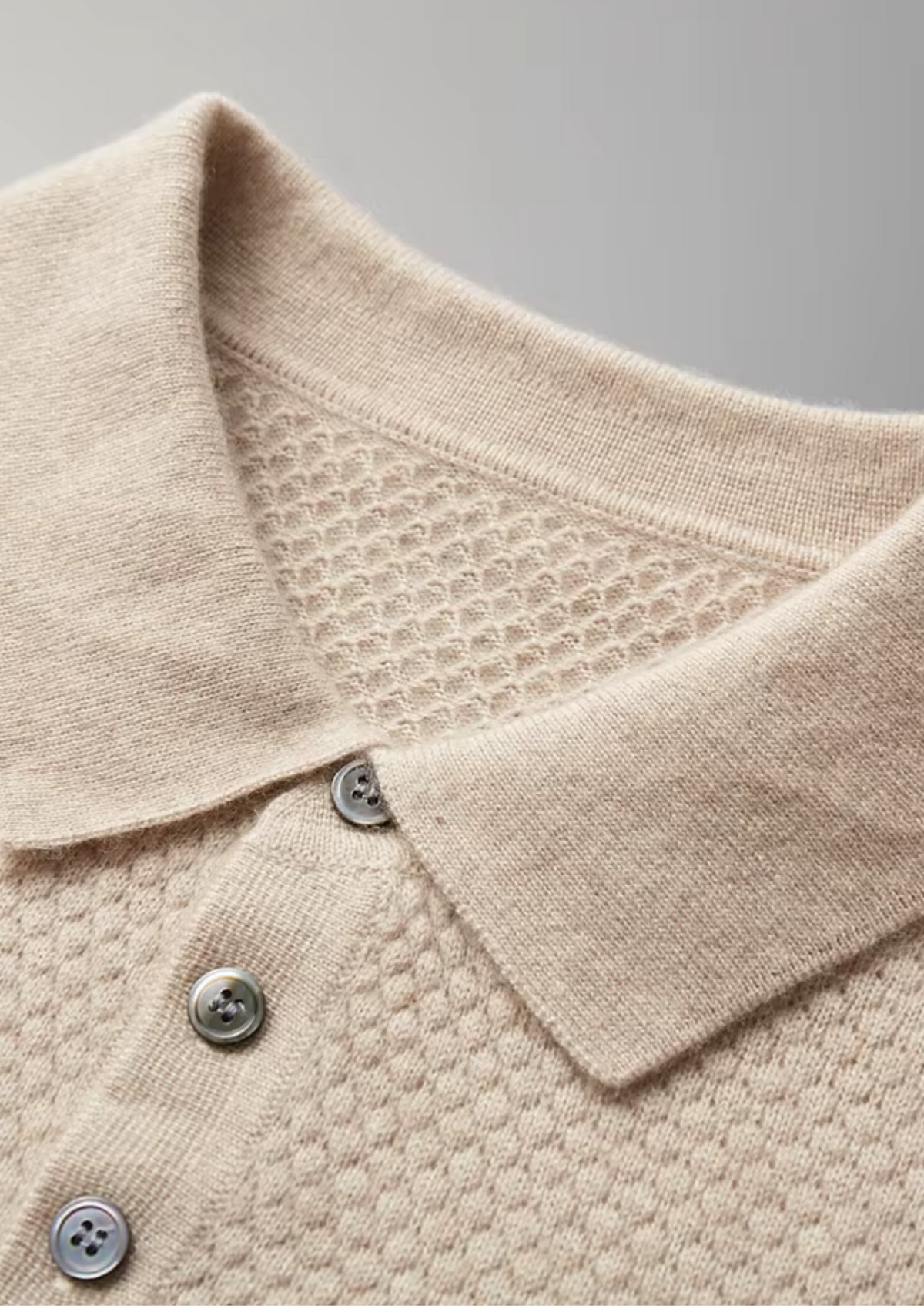 Premium Cashmere Textured Sweater Polo | Roccella