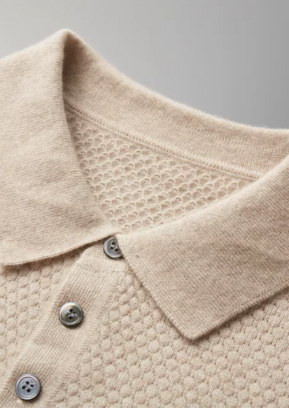 Premium Cashmere Textured Sweater Polo | Roccella