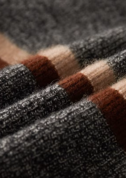 Pure Cashmere Striped Zip Cardigan | Roccella