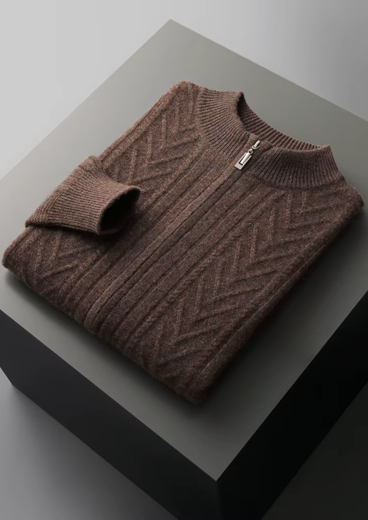 Pure Extra-Fine Merino Wool Patterned Zip Cardigan | Roccella