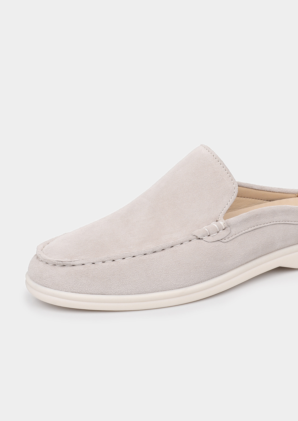 Light Gray Marina Suede Slipper | Roccella