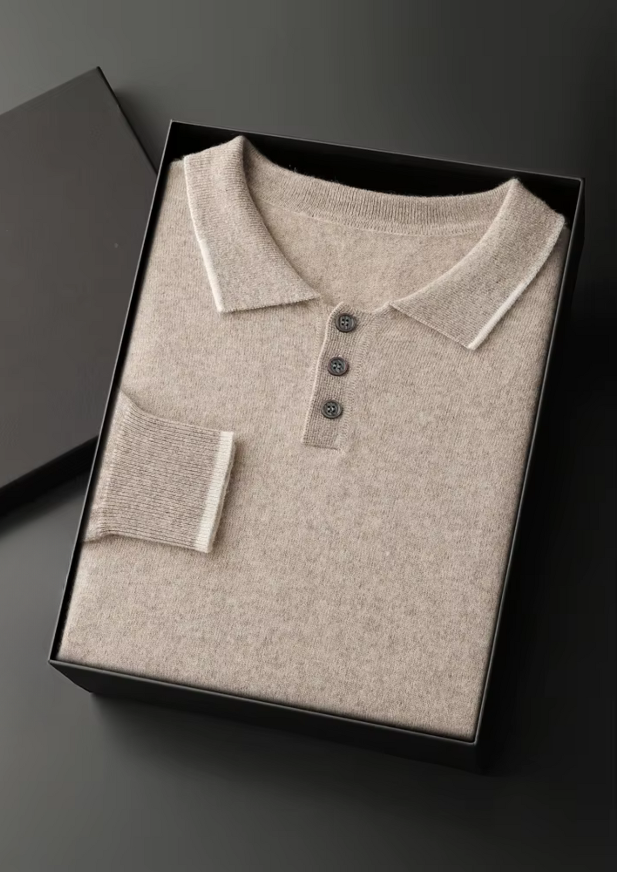 Premium Cashmere Two Tone Button Polo | Roccella