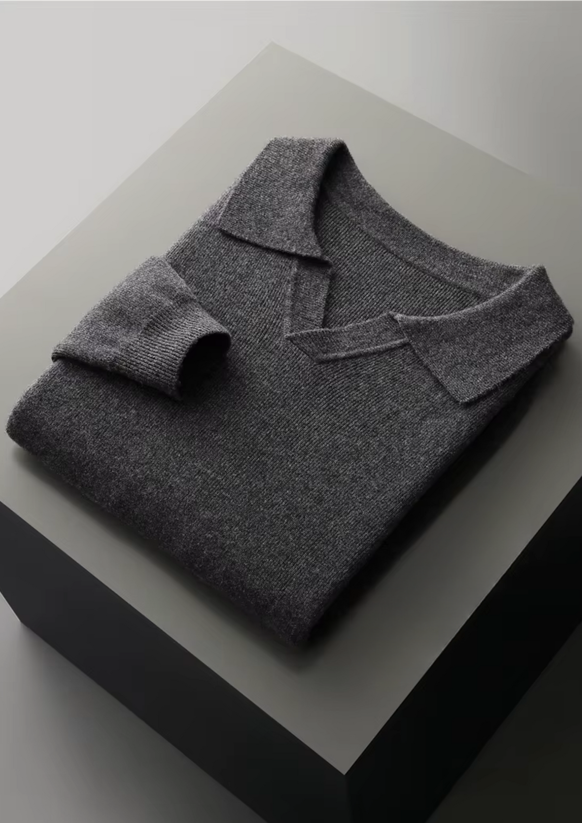 Pure Extra-Fine Merino Wool Ribbed Buttonless Polo | Roccella