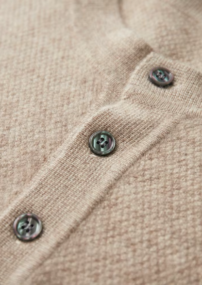 Premium Cashmere Classic Henley Sweater | Roccella