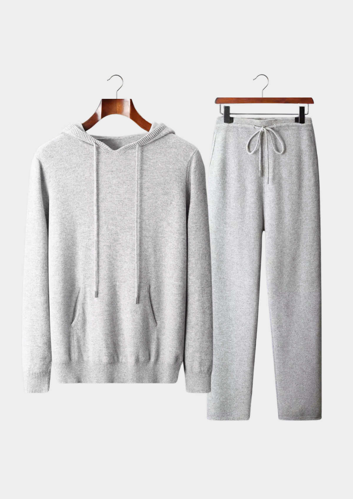 Pure Extra-Fine Merino Wool Light Gray Savro Set | Roccella