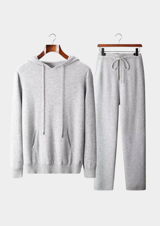 Pure Extra-Fine Merino Wool Light Gray Savro Set | Roccella