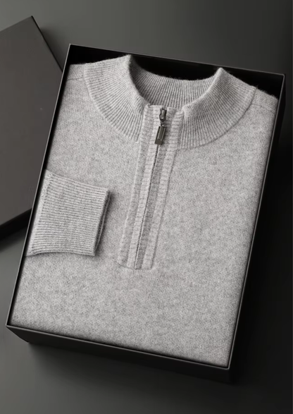 Premium Cashmere Essential Half-Zip Sweater | Roccella