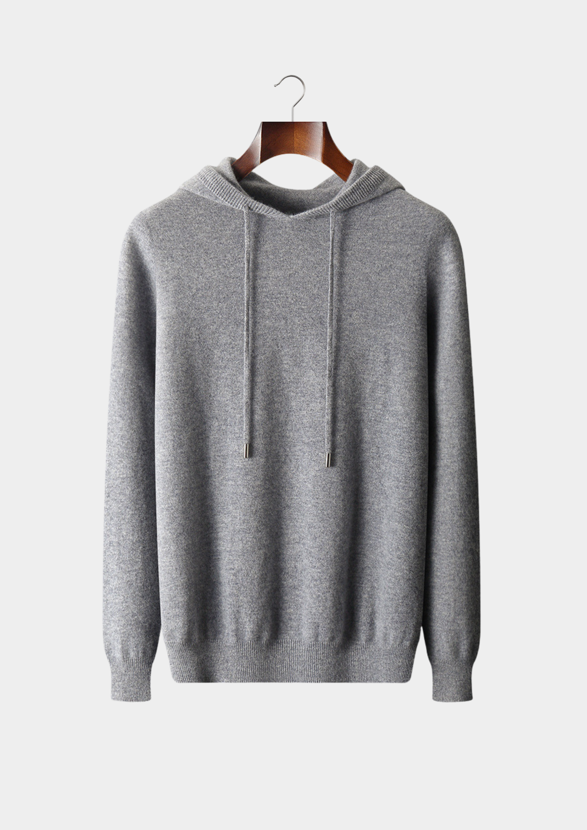 Pure Extra-Fine Merino Wool Light Gray Leisure Hoodie | Roccella