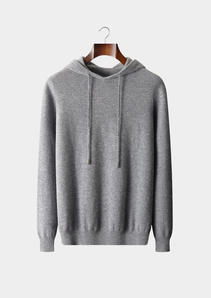 Pure Extra-Fine Merino Wool Light Gray Leisure Hoodie | Roccella