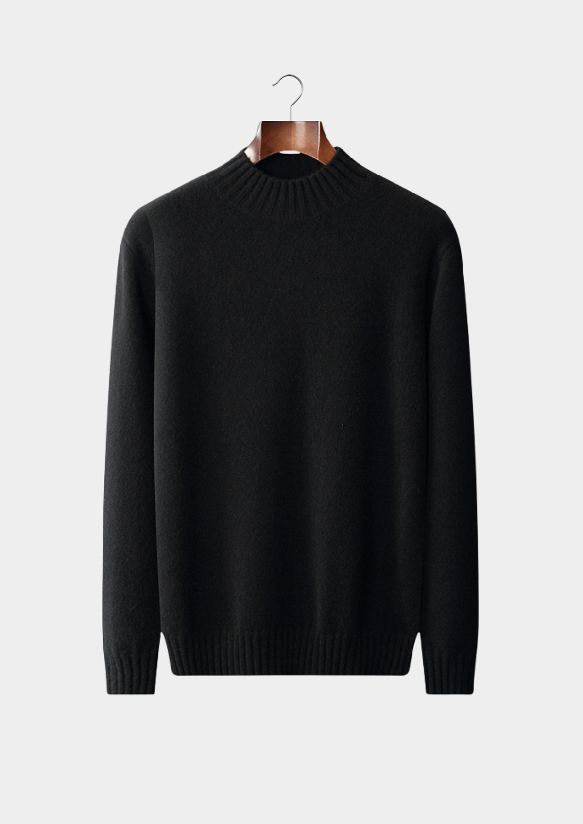 Pure Cashmere Black Mockneck Sweater | Roccella