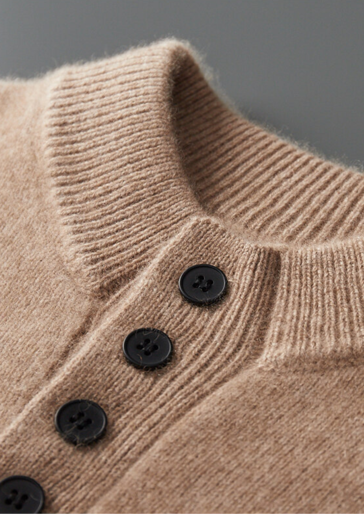 Pure Cashmere Beige Button Sweater | Roccella
