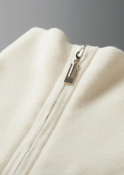 Premium Cashmere Ribbed Half-Zip Sweater | Roccella