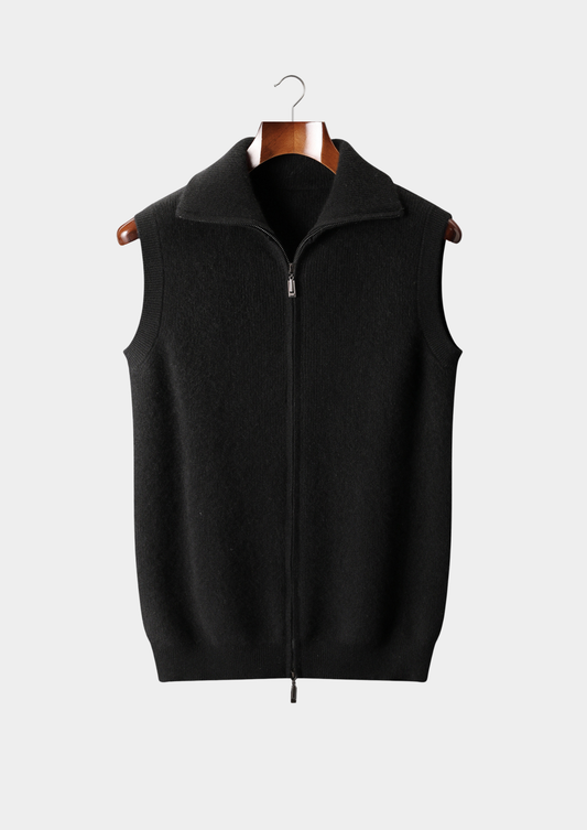 Pure Cashmere Black Body Warmer Vest | Roccella