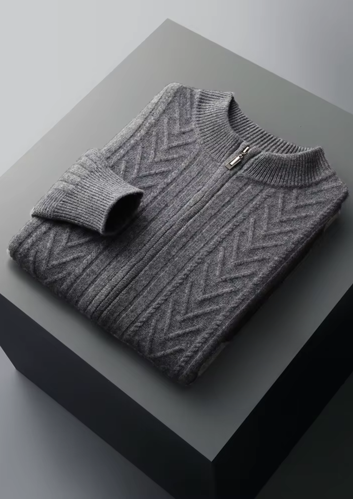 Pure Extra-Fine Merino Wool Patterned Zip Cardigan | Roccella
