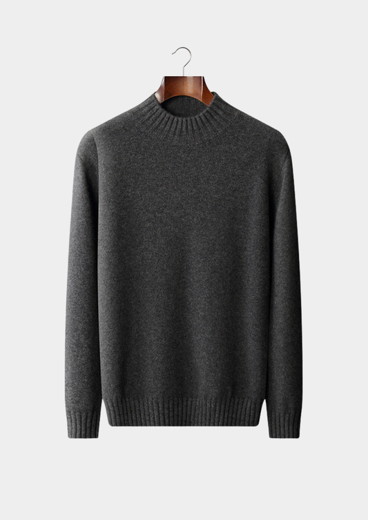 Pure Cashmere Dark Gray Mockneck Sweater | Roccella