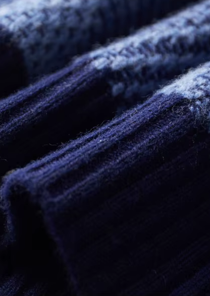 Pure Extra-Fine Merino Wool Two Tone Patterned Mockneck | Roccella