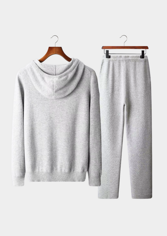 Pure Extra-Fine Merino Wool Light Gray Savro Set | Roccella