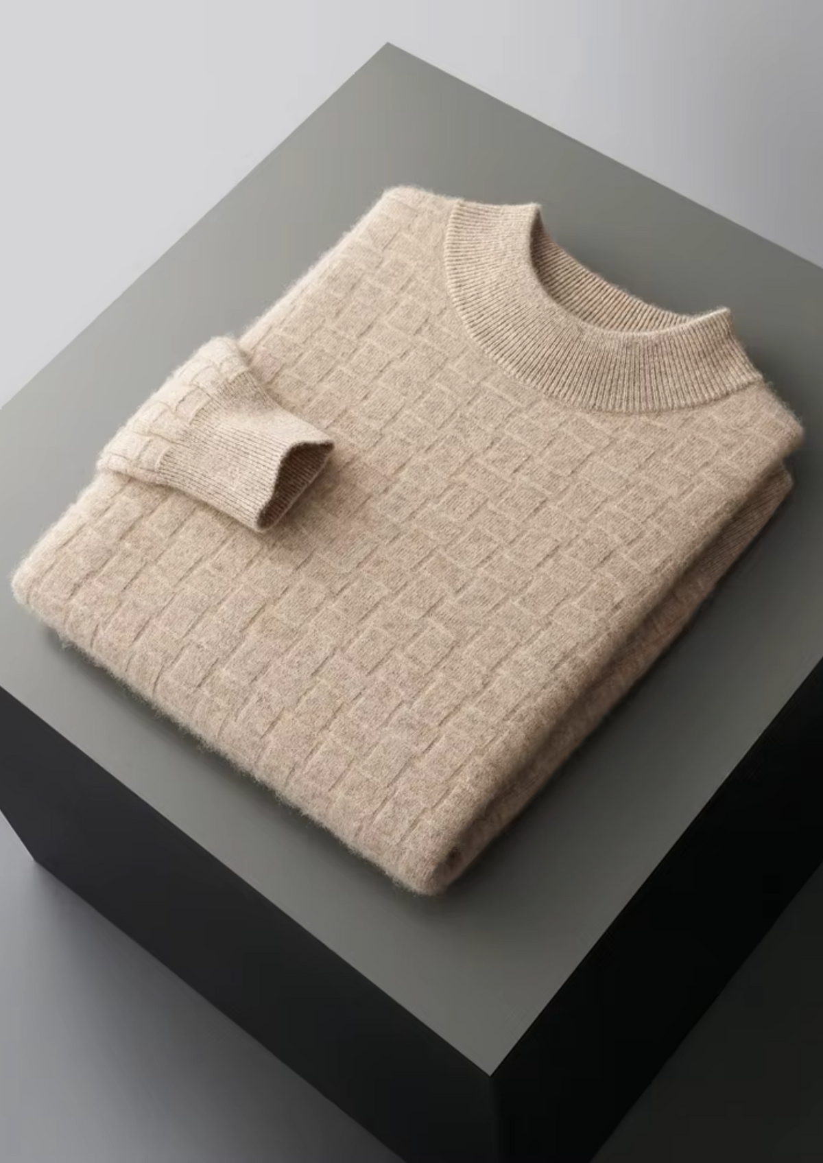 Pure Extra-Fine Merino Wool Textured Mockneck | Roccella