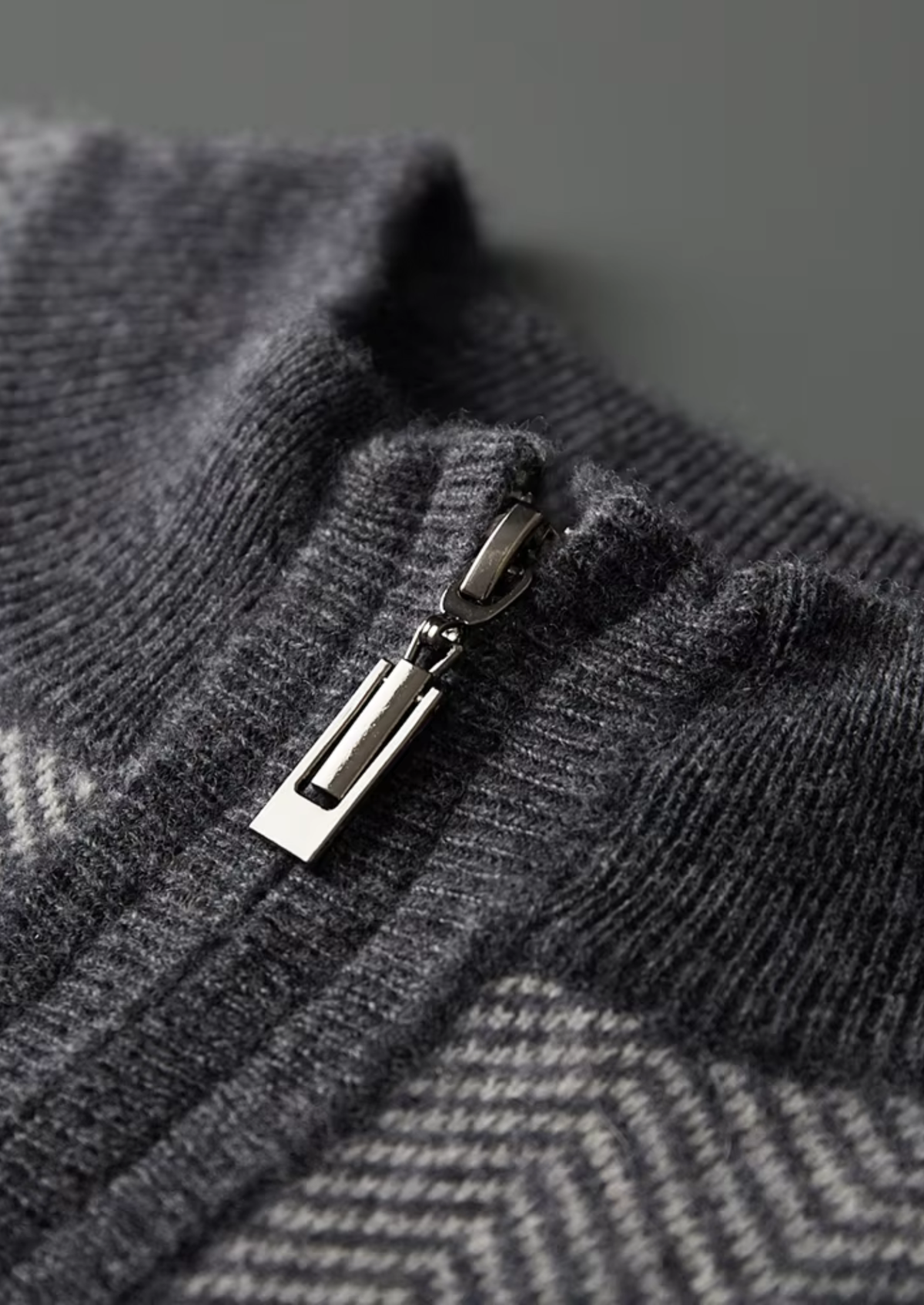 Pure Extra-Fine Merino Wool Gray Herringbone Set | Roccella