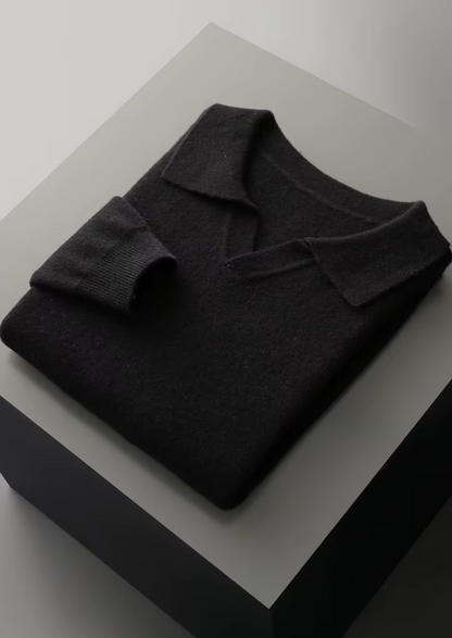Pure Extra-Fine Merino Wool Ribbed Buttonless Polo | Roccella