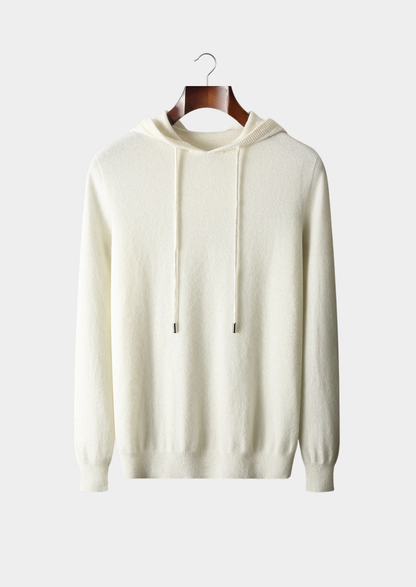 Pure Extra-Fine Merino Wool Ivory Leisure Hoodie | Roccella