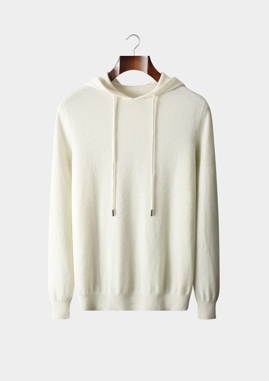 Pure Extra-Fine Merino Wool Ivory Leisure Hoodie | Roccella