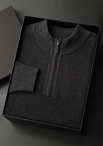 Premium Cashmere Essential Half-Zip Sweater | Roccella