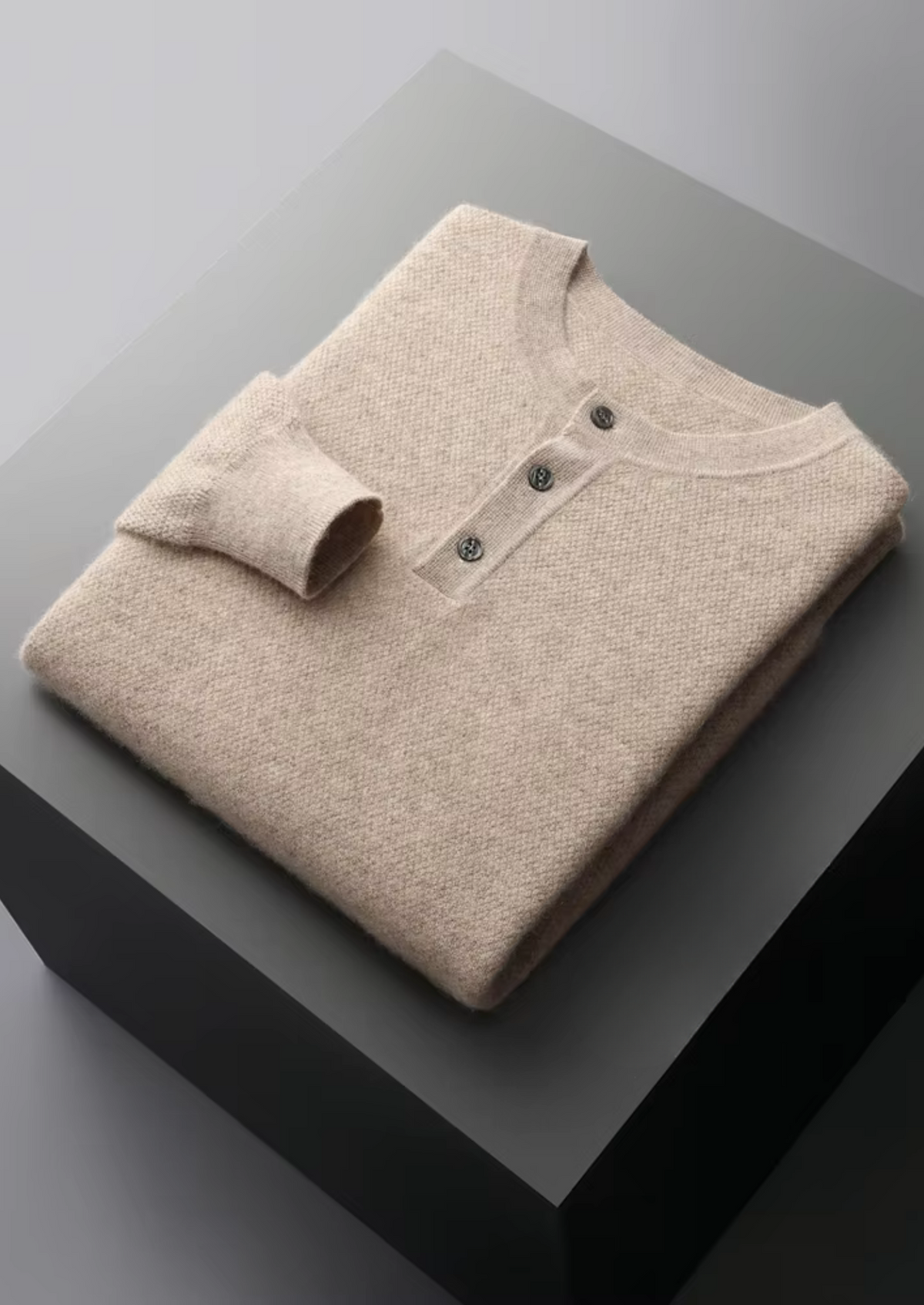 Premium Cashmere Classic Henley Sweater | Roccella