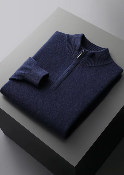Pure Extra-Fine Merino Wool Half Zip Sweater | Roccella