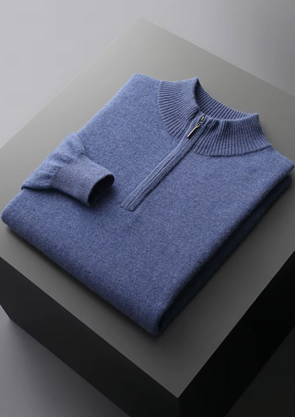 Pure Extra-Fine Merino Wool Half Zip Sweater | Roccella