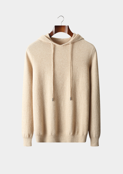 Pure Extra-Fine Merino Wool Sand Leisure Hoodie | Roccella
