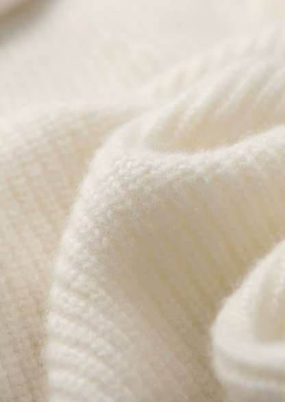 Premium Cashmere Ribbed V-Neck Sweater | Roccella