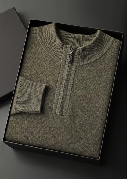 Premium Cashmere Essential Half-Zip Sweater | Roccella