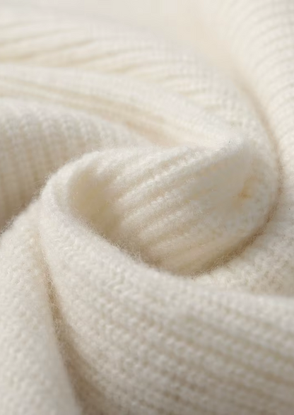 Premium Cashmere Ribbed V-Neck Sweater | Roccella