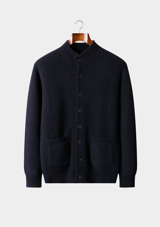 Pure Cashmere Navy Blue Button Overshirt | Roccella